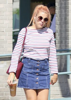 Busy Philipps in Jeans Mini Skirt in LA